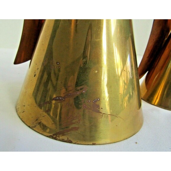 Vintage Copper Brass Angel Candle Holders Set of 2 Christmas Holiday 9.5" & 6.5" - Picture 6 of 7